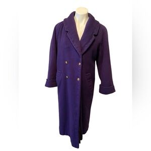 BraeFair Women's Purple Double-Breasted Long 100% Wool Coat